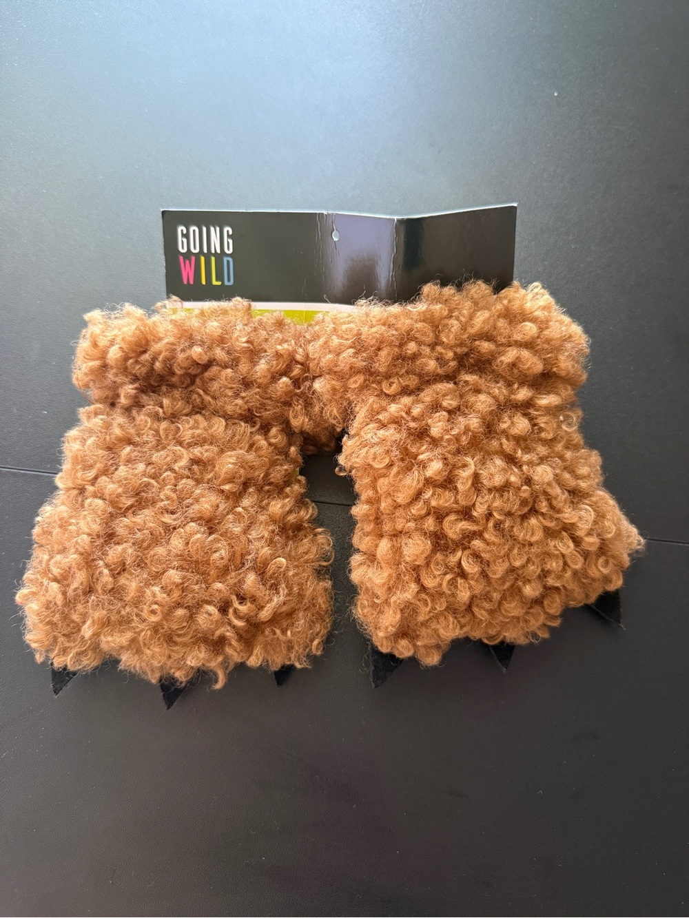 Brown Faux Fur Animal Paw Gloves Costume Hands Claws Bear Monster Kids  NWT